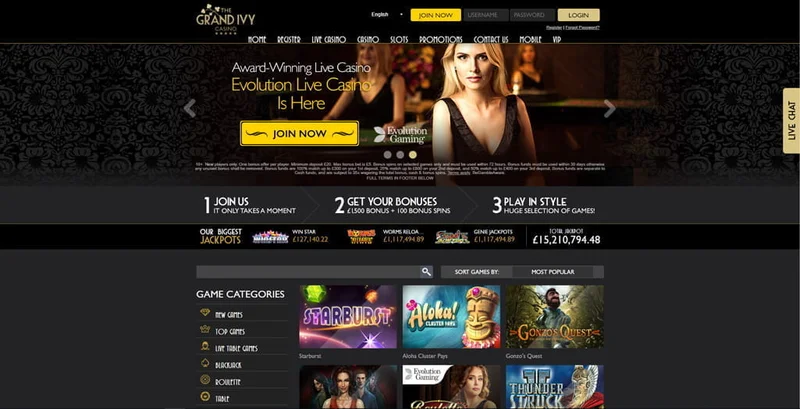 Ivy Casino Mobile App Interface and Features